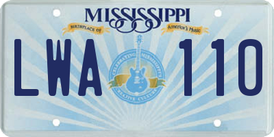 MS license plate LWA110