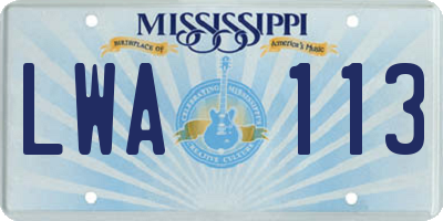 MS license plate LWA113
