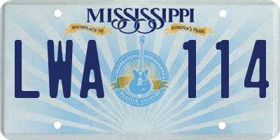 MS license plate LWA114