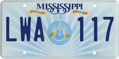 MS license plate LWA117