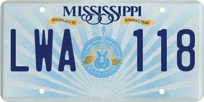 MS license plate LWA118