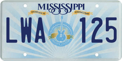 MS license plate LWA125