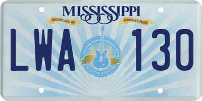 MS license plate LWA130