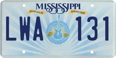 MS license plate LWA131