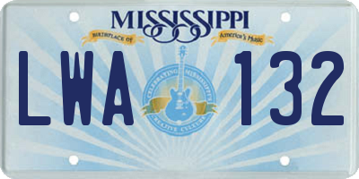 MS license plate LWA132