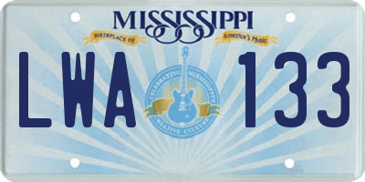 MS license plate LWA133
