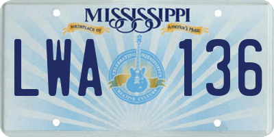 MS license plate LWA136