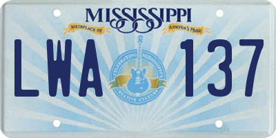 MS license plate LWA137
