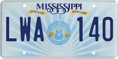 MS license plate LWA140