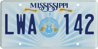MS license plate LWA142