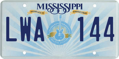 MS license plate LWA144