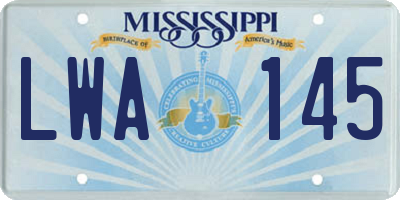 MS license plate LWA145