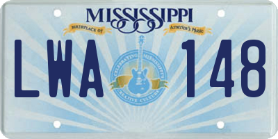 MS license plate LWA148