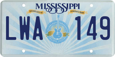 MS license plate LWA149