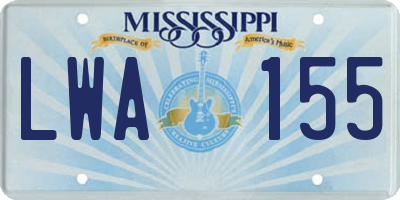 MS license plate LWA155