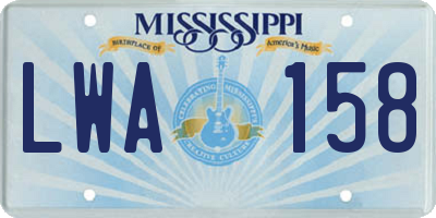 MS license plate LWA158