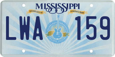 MS license plate LWA159
