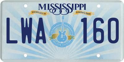 MS license plate LWA160