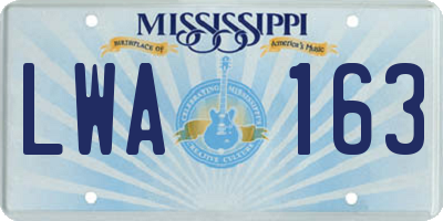 MS license plate LWA163