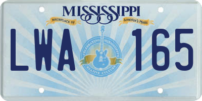 MS license plate LWA165