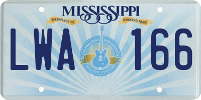 MS license plate LWA166