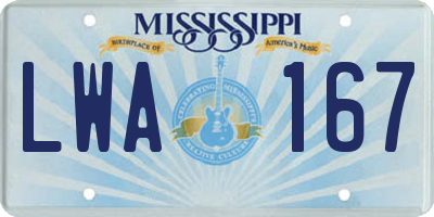 MS license plate LWA167