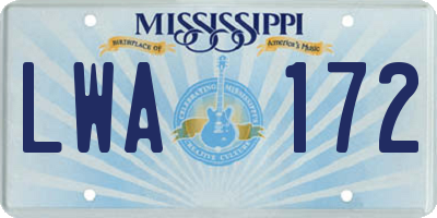 MS license plate LWA172