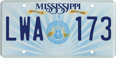 MS license plate LWA173