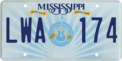 MS license plate LWA174
