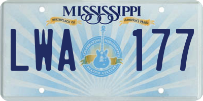 MS license plate LWA177