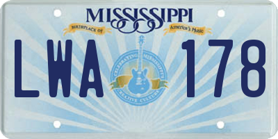 MS license plate LWA178
