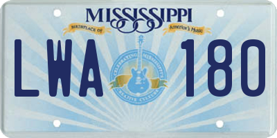 MS license plate LWA180