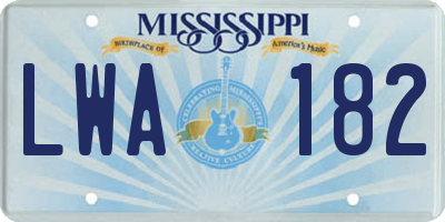 MS license plate LWA182