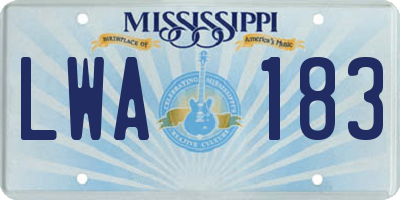 MS license plate LWA183