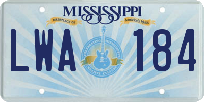 MS license plate LWA184
