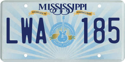 MS license plate LWA185