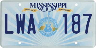 MS license plate LWA187