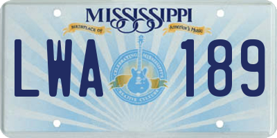 MS license plate LWA189