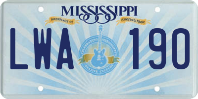 MS license plate LWA190