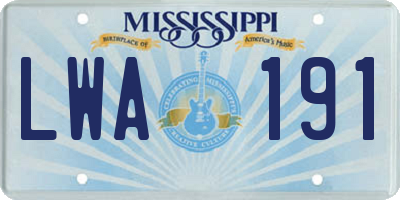 MS license plate LWA191