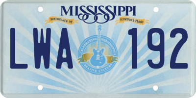 MS license plate LWA192