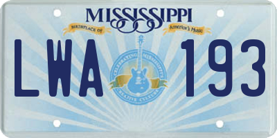 MS license plate LWA193