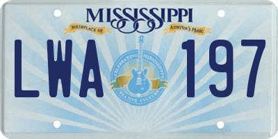 MS license plate LWA197