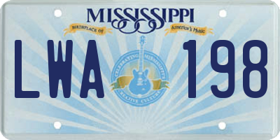 MS license plate LWA198