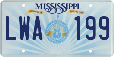 MS license plate LWA199