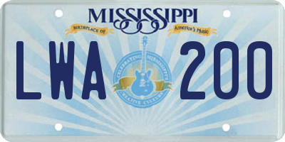 MS license plate LWA200