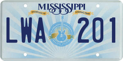 MS license plate LWA201