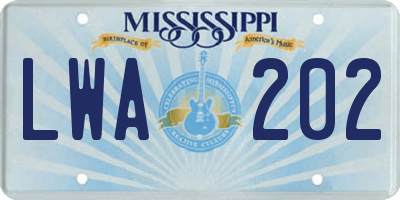 MS license plate LWA202