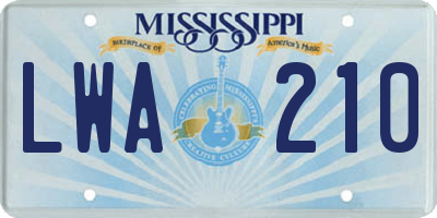 MS license plate LWA210