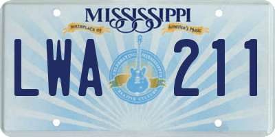 MS license plate LWA211